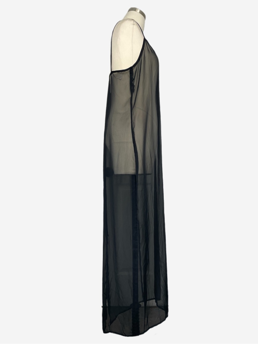 Vintage 90s Unbranded Black sheer chiffon maxi slip dress soft romantic L/XL - Picture 3 of 9